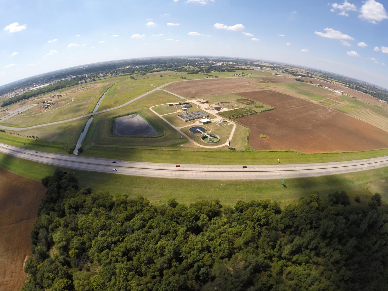 An arial view of a farmers field